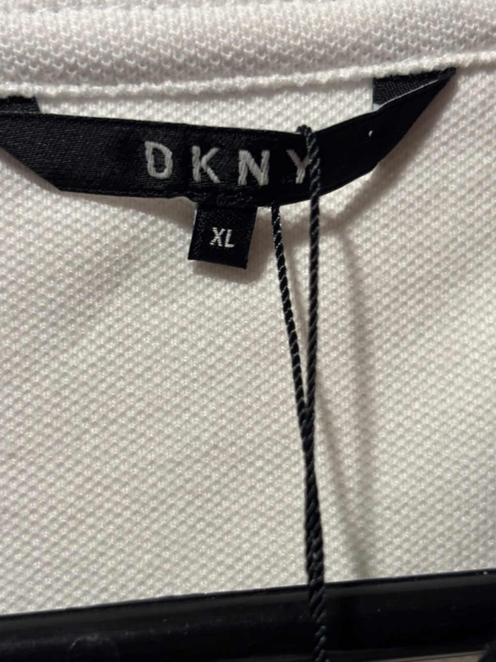 DKNY White Polo with Black Collar and Sleeve Trim (C1) - Picture 3 of 4
